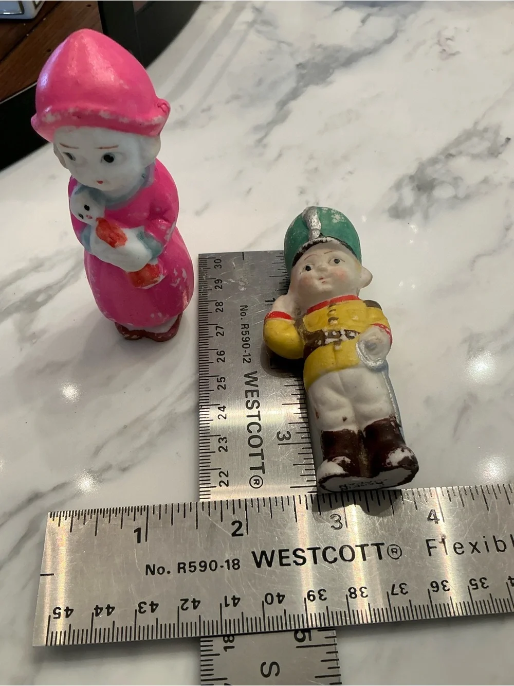 Vintage-Style Pink & Green Holiday Figurine Set